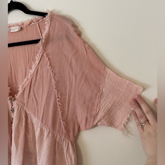 Altar'd State Top Pink Blush & White Ombre Flowy Boho Blouse Free People Sz M - Picture 4 of 12